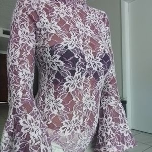 Rainbow long sleeve lace bodysuit